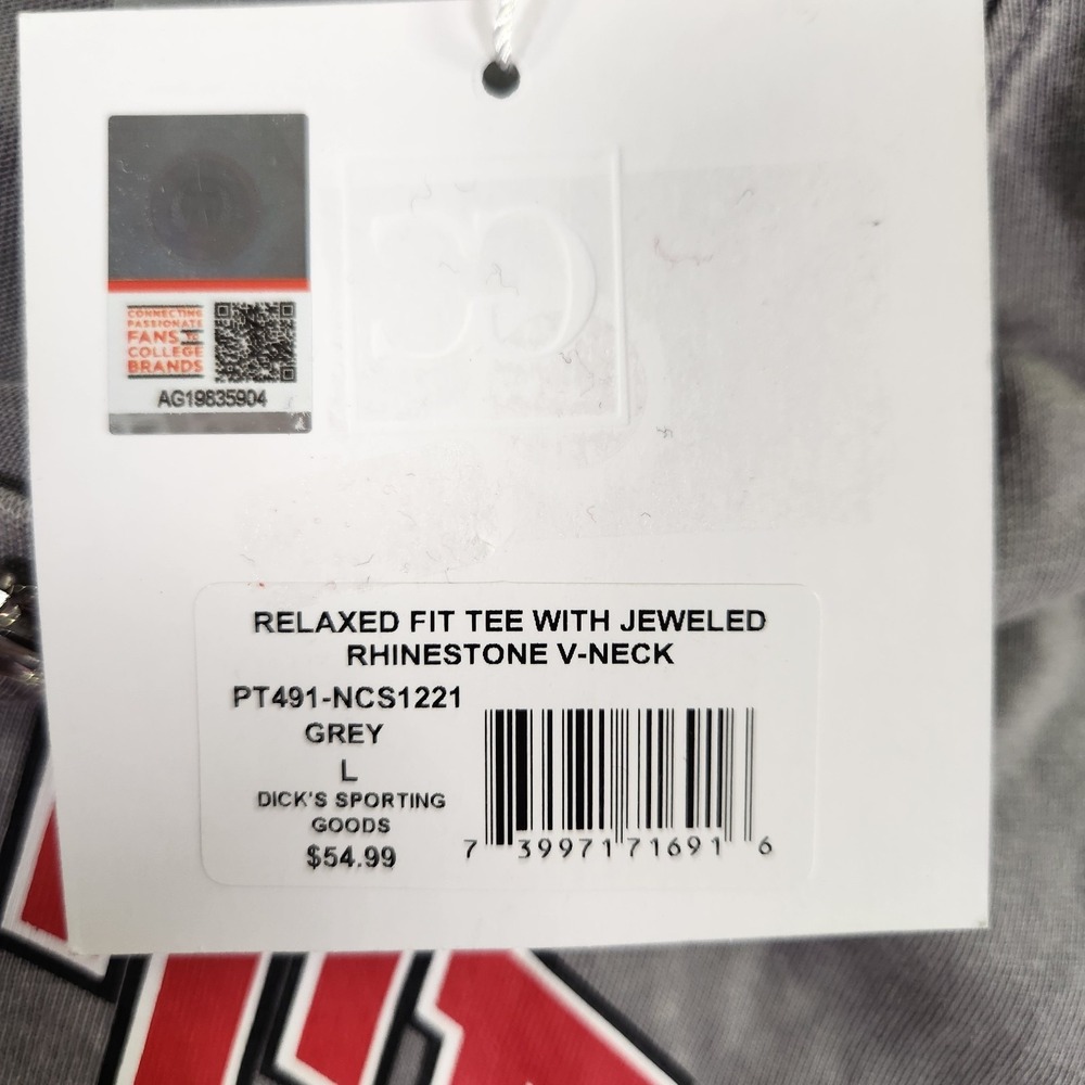 Gameday Couture NC State Wolfpack Rhinestone V-Neck Mineral Wash T-Shirt L NWT - Picture 3 of 8